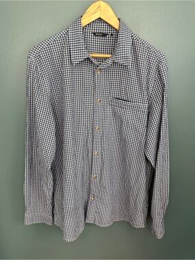 Rohan Men's Isle Long Sleeve Button-Down UV Protection Shirt Blue Gingham Size L